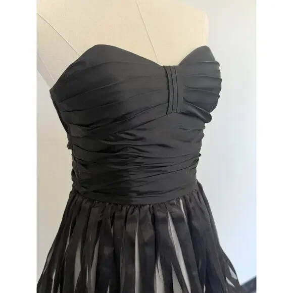 Betsy Johnson Rouched Corset, Fit And Flare Black Babydoll Dress Size 4 - Picture 7 of 16